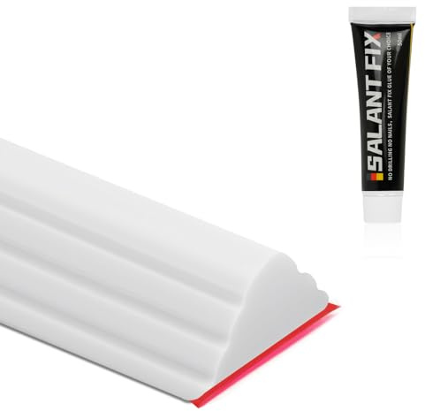 Flintronic 100 cm svallskyddslist dusch, självhäftande, duschtröskel golv, duschtätning svallskydd, duschvattenstopp ramlös duschdörr, för kök badrum handfat (vit)