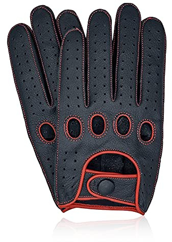 Swift Wear MEN'S LEATHER CLASSIC DRIVING GLOVES SOFT GENUINE REAL GOATSKIN BLACK BROWN VINTAGE CHAUFFEUR BIKE PARTY GIFT CHRISTMAS LEATHER GLOVES