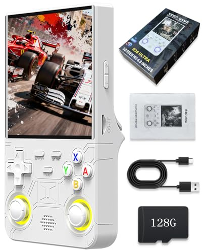 La Nouvelle Console de Jeux Portable R36 Ultra est dotée d'un écran IPS de 4 Pouces, d'une Carte intégrée de 64 Go et de 20 000 Jeux, d'une compatibilité avec Le système Linux et d'une (Blanc，128G)