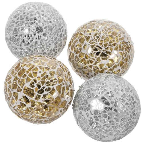 IDEANATEGRATE Centro de Mesa 4 Bolas Esféricas de Vidrio y Espuma para Adorno Moderno y Delicado en Bodas o Mesa de Cocina