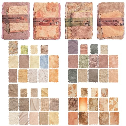 Kinesgsg 112 Piezas Papel Scrapbooking Texturizado, Papel Decorativo Scrapbooking Vintage, Múltiples Estilos, Vintage Decoración Papels Scrapbook, para Escribir, Dibujar, Diario de Viaje, Tarjetas