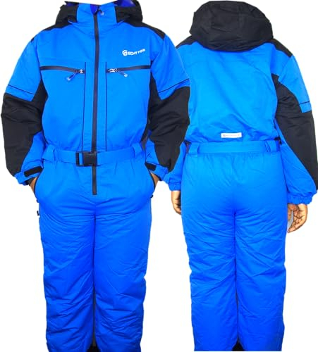 Moderei Auswahl an Schneeanzug | Schneeoverall Skianzug | Skioverall Snowboard Unisex | Jungen | Mädchen | Herren | Damen Schneeanzug Hauptfarbe-Blau (Blau, 152)