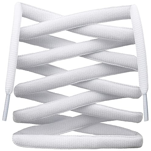 LitLaces - Premium Fat Oval Ultra Wide Replacement Shoe Laces for Nike Dunk SB & Foamposite, Fits Lows and Highs (White, 45”)