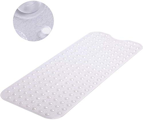 MASS DYNAMIC Extra-Long Non-Slip Bath Mat – 100x40cm Transparent Clear Shower Mat with 200 Suction Cups & 176 Drain Holes, Anti Mould, Machine Washable, BPA-Free, Safe for Kids, Elderly & Pets