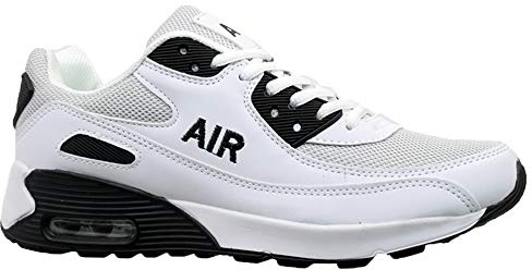 Mens Shock Absorbing Running Trainers Casual LACE Gym Walking Sports Shoes Size (8 UK, White Grey)
