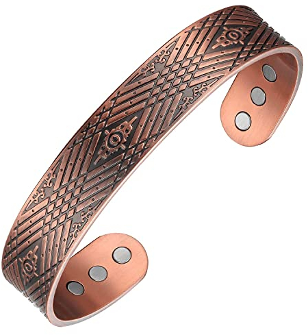 MagEnergy Breites Kupferarmband für Männer Wikingerschmuck Magnetisches 7.5inch verstellbares Manschettenarmband