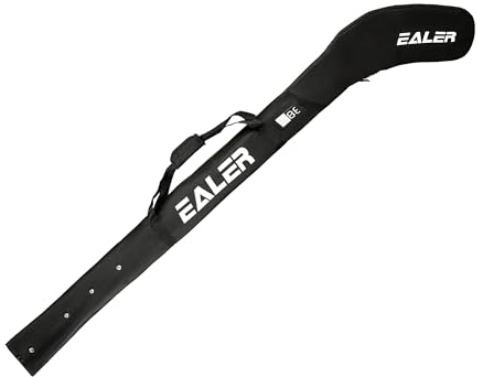 EALER Adult One Shoulder Hockey Stick Bag, Black, Lightweight, Waterproof, Adjustable Buckle Strap, Padded Shoulder Strap, Fits up to 3 Senior Sticks, for Men