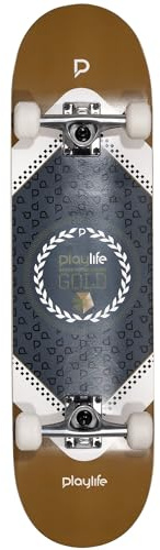 Playlife Skateboard Heavy Metal Gold, 31 / 8 - 79cm / 20,5cm, 52x36mm 92A Rollen, ABEC 9 Kugellager, Art. nr.: 880277