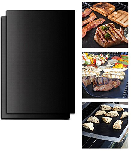 Lobwerk Alfombrillas para barbacoa de 50 x 40 cm, con revestimiento de teflón antiadherente, para barbacoa de gas, carbón vegetal, conforme a los alimentos (2 unidades)