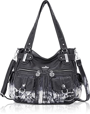 Angel Kiss Tasche Damen Handtasche Schultertasche Damenhandtasche Umhängetaschen Lederhandtasche Tragetasche Tote Shopper Groß Hobo taschen Henkeltaschen (Tie Dye Schwarz)