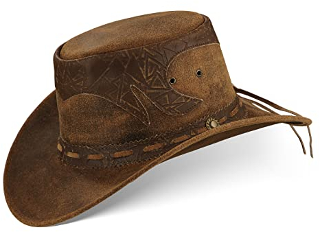 Black Forest Fox® Stamp Herren Western Reiten Cowboy Leder Hut Braun (XL)