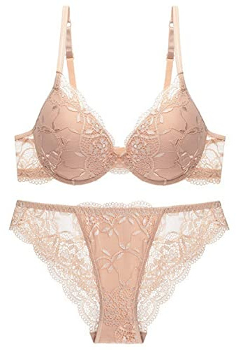 Sencylife Ensemble de Soutiens-Gorge Sexy pour Femme avec Soutien-Gorge Push-up rembourré à Armatures, Nude, 90B