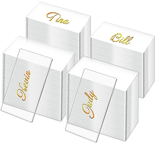 Chunful 120 Pcs Clear Acrylic Place Cards Acrylic Table Number Card Blank Name Plate Seating Chart Sign for Wedding DIY Table Setting Banquet Dinner Party(Rectangular Style)