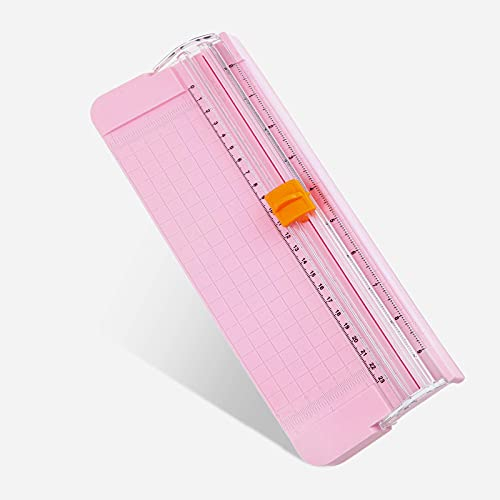 Paper Cutter A5, Small Portable Paper Cutter, Mini Paper Cutter Guillotine, Paper Trimmer with Security Safeguard, for Paper Label Card, Photos Cutting and DIY Scrapbook, Pink