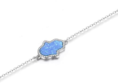 ZLING Bracciale A Mano con Opale Gioielli in Argento Sterling 925 Reale Mano di Hamsa di Fatima Braccialetti Genuini per Gioielli da Donna