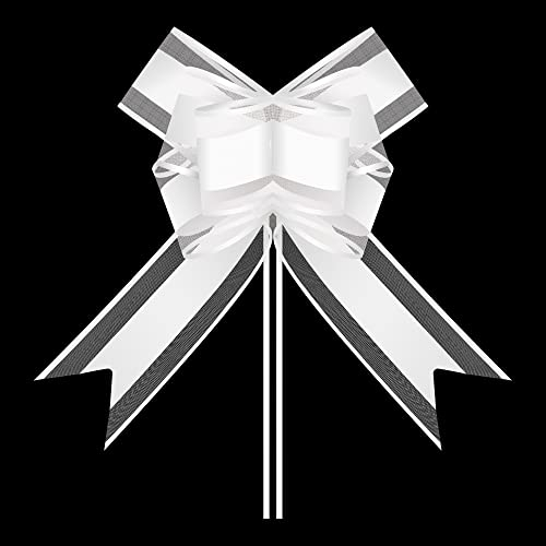 AWCIGG 50 Stück Große Geschenkschleife, Weiß Dekoschleife, Ziehschleife, Geschenk Schleife mit Geschenkband Matt für Hochzeit, Auto, Weihnachten, Geburtstag, Geschenktüten, Geschenkkörbe