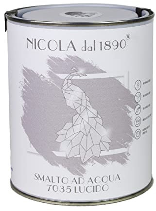 Smalto Acrilico a Base di Acqua, Per Interni ed Esterni, Made in Italy, Grigio Chiaro Lucido - Formato 1 lt