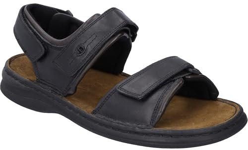 Josef Seibel Herren Sandaletten Rafe, Männer Sandalen,Weite G (Normal),Klettverschluss,t-spange,Sommerschuhe,schwarz/Brasil,39 EU