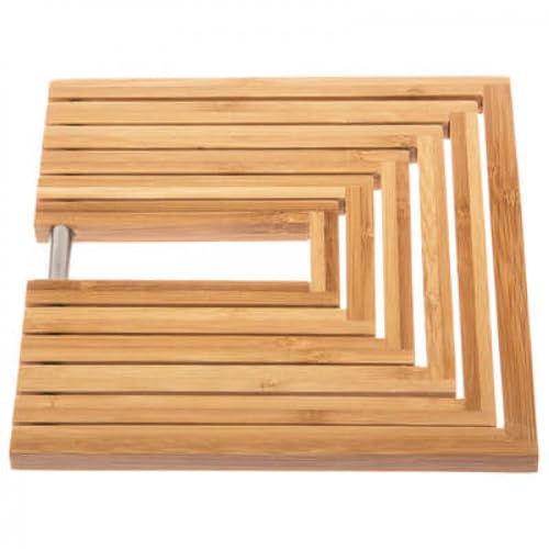 Fondo Piatto Elasticizzato in bambù - Design Estensibile da 19 cm a 34,5 cm - Accessorio da Tavolo Innovativo - Sottopentola