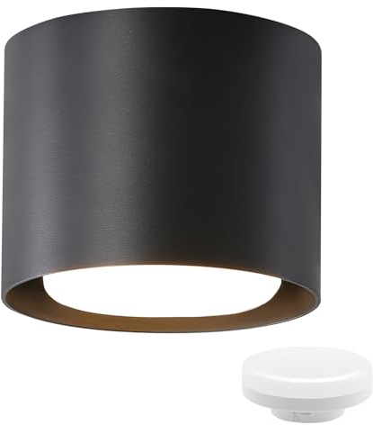 ZMH LED Aufbauspot Schwarz Aufbaustrahler: Deckenspots Rund 5W kleine Deckenleuchte Aufputz GX53 3000K Aufbauleuchte schwenkbar aus Aluminium Deckenstrahler für Wohnzimmer Treppenhaus Flur