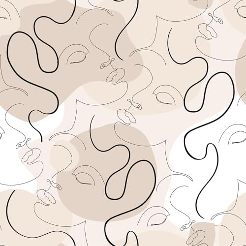 VEELIKE Papier peint Art déco minimaliste à décoller et à coller - Motif géométrique bohème - Beige abstrait - Papier contact pour murs - Pour chambre à coucher et salle de bain - Amovible - 44,5 cm x