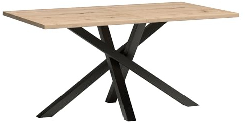 Lomadox Esstisch Tisch Esszimmertisch ausziehbar 160-260 cm in Eiche, Gestell schwarz