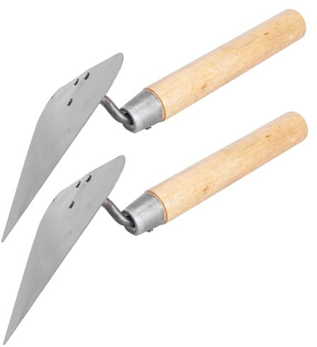 HOMSFOU 2 Piezas pala triangular de albañil fratasadora Herramienta de construcción Perforar flotador manual de hormigón paleta de yeso de ladrillo llana de acabado Acero inoxidable Silver