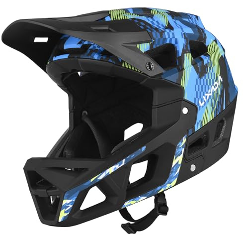 Lixada Casco integral de bicicleta de montaña, casco de bicicleta para adultos, casco de bicicleta de montaña para adultos, para hombre y mujer, circunferencia de la cabeza de 55-58 cm/59-61 cm, casco