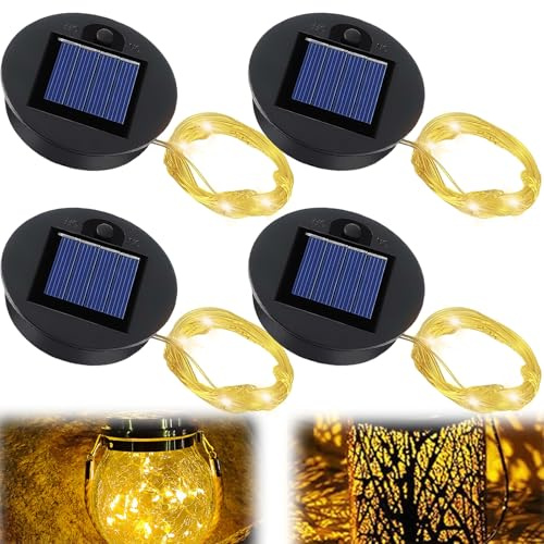 4 pezzi di luci solari di ricambio Top con ghirlande luminose per giardino: 8 cm di luci solari di ricambio con 2 LED, IP65 impermeabile, kit di decorazione fai-da-te, ghirlande luminose a LED in filo