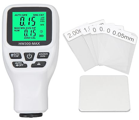 Digital Coating Thickness gauges, 0-2000μm Paint Meter with Auto-Substrate Detection, ±3% Accuracy, Data Statistics, for Automotive, Metal & Industrial Inspection (White)