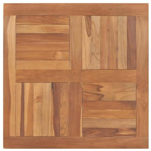 SKTQYQO Tischplatte aus massivem Teakholz, quadratisch, 80 x 80 x 2,5 cm, für Restaurants und Bars, wetterfeste Tischplatte, 4 Latten mit 4-Wege-Stil, einfach