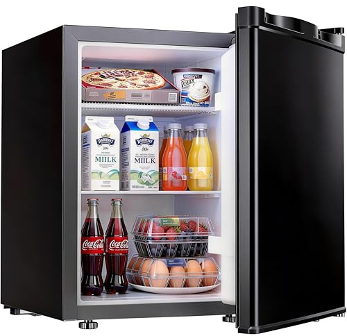 Feelfunn Mini Fridge with Freezer - 1.7 Cu.Ft Single Door Mini Refrigerator with Adjustable Thermostat, Energy Saving, Low Noise, Small Fridge for Bedroom, Office, Dorm, Apartment, Classroom - Black