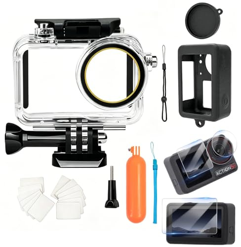 ShipeeKin Vattentätt husfodral med flytande handtags, Skyddsfodral | och Glasskyddsfilm Tillbehörsset Kompatibelt med DJI Osmo Action 5 Pro för Snorkling, Surfing, Wakeboard
