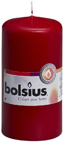 Bolsius Bougie Pilier, Cire de Paraffine, Rouge Bordeaux/Blanc, Pillar Candle, Single in Cello, 120/58 mm