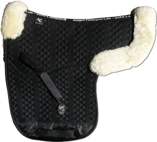 Engel Germany Tapis de Selle en Peau de Mouton Couleur Coton Noir Fourrure Noir (Sadek 2) Concours Complet d'équitation (CCE) Combinez-Vous avec 12 Coleur de Peau de Mouton