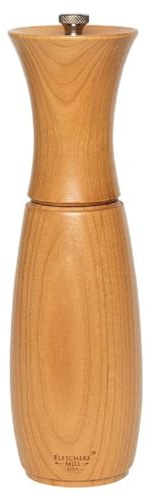 Fletchers' Mill Border Grill Salt Mill, Cherry - 8 Inch, Adjustable Coarseness Fine to Coarse, MADE IN U.S.A.