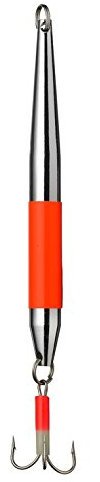 Fladen Haken Pilker, günstiger und fängiger bleifreier Pilker im neuen Look, Silber-rot, Gewichte von 200g - 600g (400g)