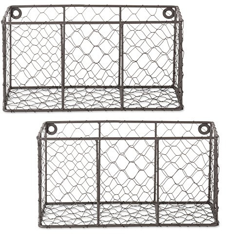 DII Chicken Wire Collection Farmhouse Vintage Wall Baskets, Small Basket, Vintage Grey