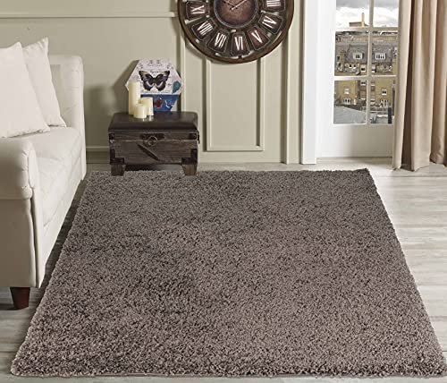 Serdim Rugs Living Room Shaggy Area Rugs TAUPE 200x290cm(6'7x9'6)
