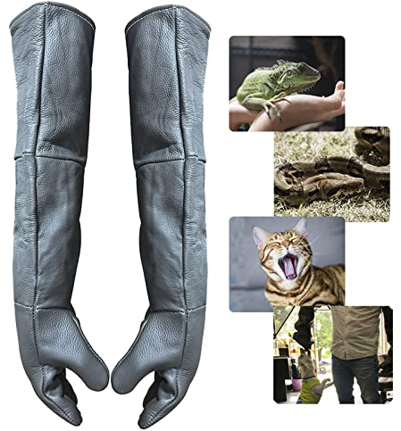 PeSandy Bissfeste Handschuhe für den Umgang mit Tieren, 60 cm/ 23,6 Zoll Anti-Biss Arbeitshandschuhe zum Schweißen, Pflegen, Umgang mit Hund/Katze/Vogel/Schlange/Falken/Eidechse/Reptilien(Braun)