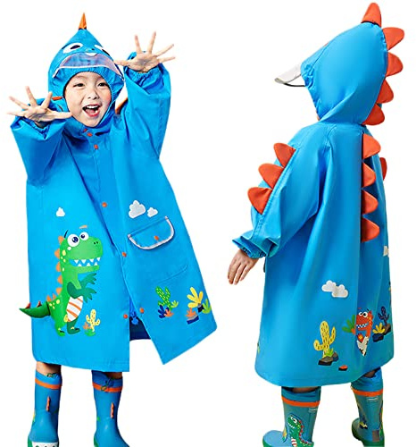 Fewlby Giacche Impermeabili per Bambini Poncho Antipioggia Ragazzi Ragazze Giacche da Pioggia Leggero Cappotto di Pioggia in cartone animato Mantella Pioggia 3-4 Anni