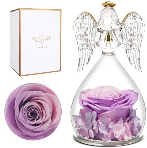 Miofula Ewige Rose Engel Geschenke für Mama, Infinity Rosen Schutzengel Hochzeitstag Geschenke für Frauen, Geburtstagsgeschenk für Oma Mutter Freundin, Weihnachten Muttertag Jahrestag Geschenk für Sie
