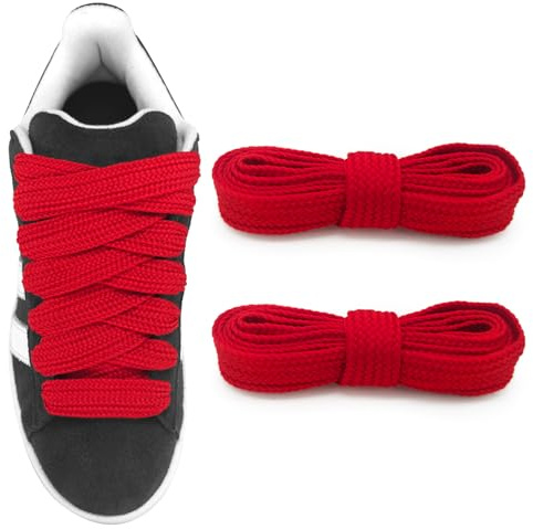 UamGlsob Cordones gordos para zapatillas Adidas Campus 00s, 20mm anchos cordones planos gruesos de repuesto para zapatillas de correr (Red, 54/140cm)