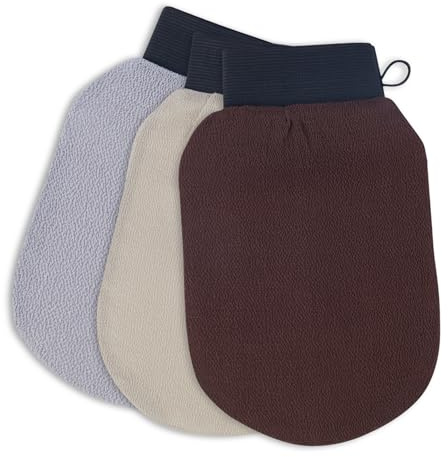 White Hawk Exfoliating Glove - 3 Pack Exfoliating Mitt with 120D, 150D and 250D roughness- Dead Skin Remover Peel Mitt Kessa Glove Deep Body Exfoliating Gloves for Women and Men