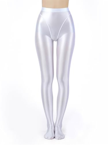 Yhong Dam ogenomskinliga glänsande strumpbyxor wetlook strumpbyxor elastisk midja, fina tights push up shaping pants, balett, dans, yogaleggings