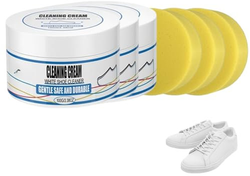 260g Cire D'Abeille Française Sneakers Crème Blanchissante Cirage Blanc Total White pour Couvrir les Rayures et la Saleté Entretien Chaussure Cuir Soin en profondeur et Brillance Supérieure (1)