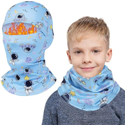 AYPOW Pasamontañas Térmico de Invierno Niños, Multifunción Prueba de Viento Forro Polar Cálido Máscara de Esquí Ciclismo Sombreros Gorro con Calentador de Cuello, Mascarilla para 4-10 Años Niños Niñas