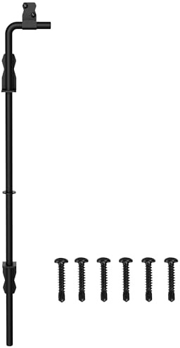 Sdstone 24 Inch Heavy Duty Cane Bolt Gate Drop Rod,Gate Ground Latch Hardware for Wooden Fences,Metal Gates Doors Stopper for Gate Ground (Black Finish,1 Pack)