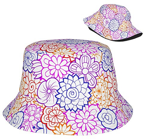 Fischerhüte Blume Bunte Blume Fischer Sonnenschirm Uv-Schutz Hüte Wasserdicht Bucket Hat Für Sommer Golf Surfen