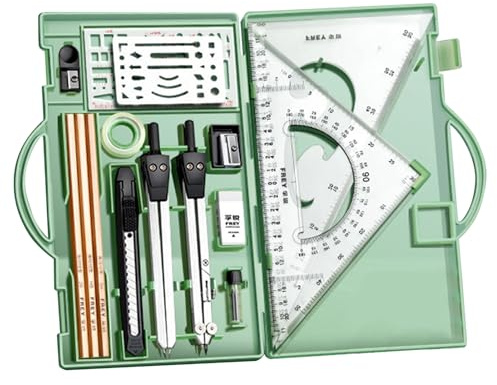 Set geometria, set geometrica - Tito strumenti matematici 16x - Strumenti di disegno con scatola di immagazzinaggio, scrittura di forniture per studenti artisti insegnanti